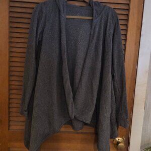 open front flowy fleece shawl with hood